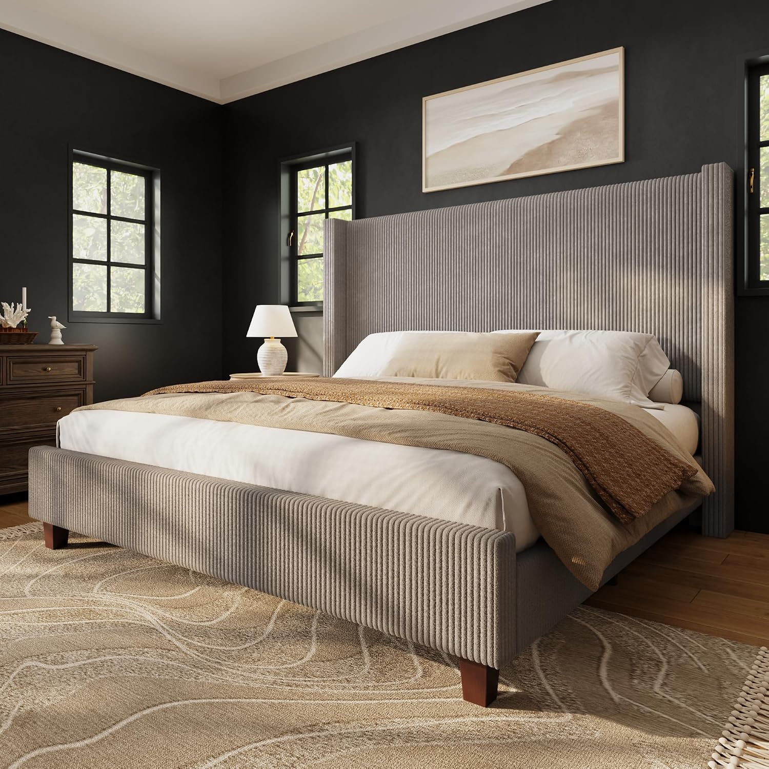 Canopy Bed Frame Metal Queen - إطار سرير بحجم كوين مع لوح
