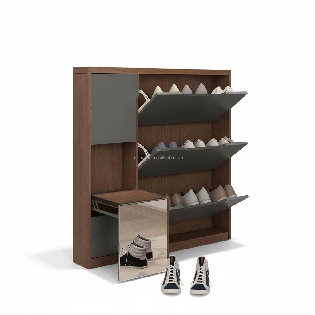 Shoe Rack Cabinet Narrow Entryway - خزانة أحذية نحيفة، خزانة أحذية خشبية