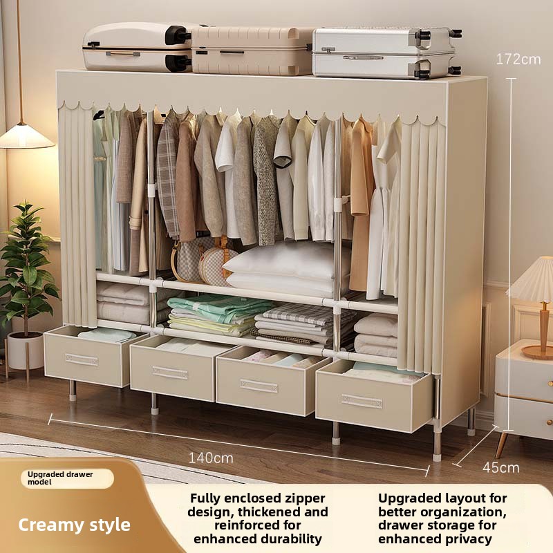 Wardrobe Closet Portable Fabric Cover - خزانة ملابس محمولة مع غطاء، رف