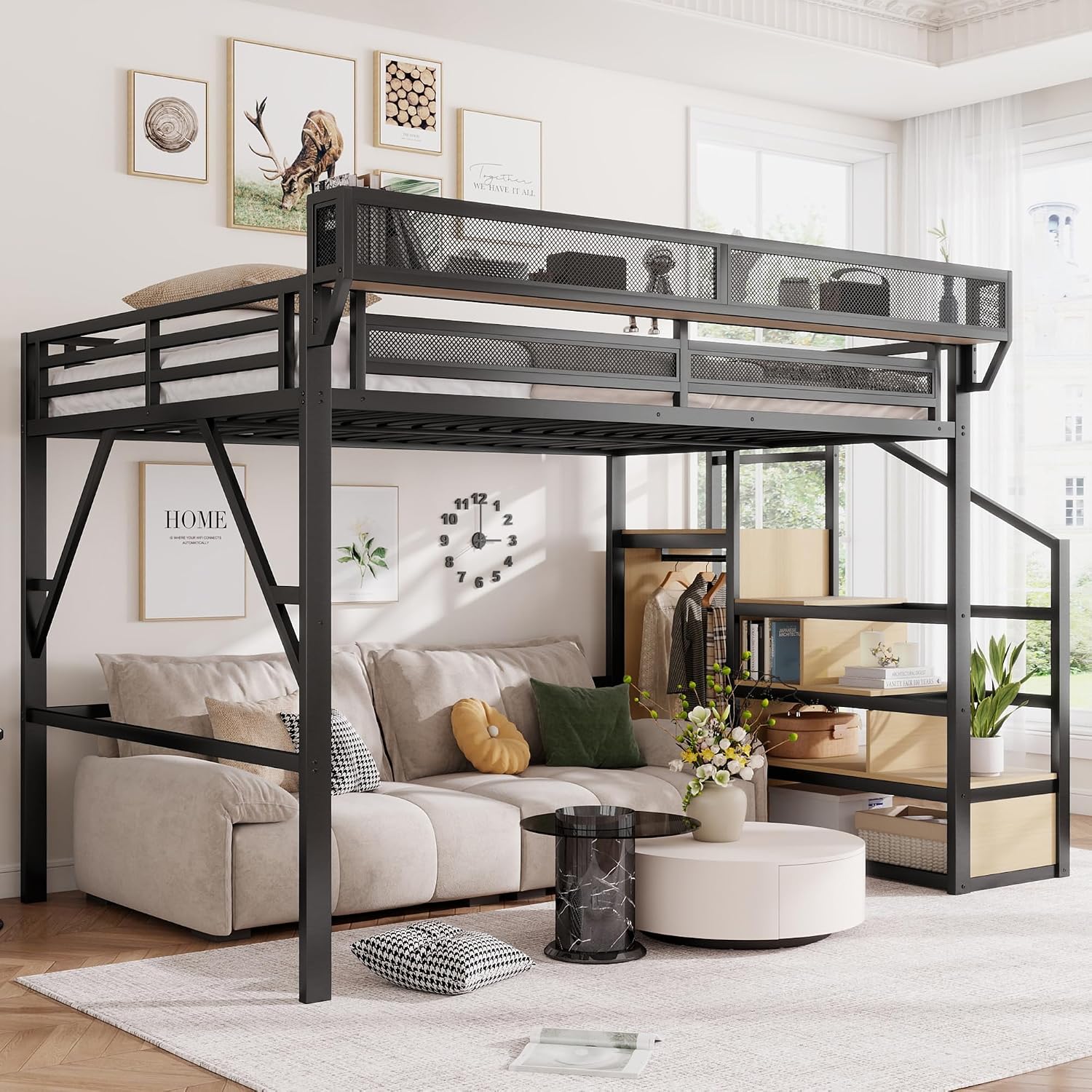 Canopy Bed Frame Metal Queen - سرير علوي بحجم كوين مع درج