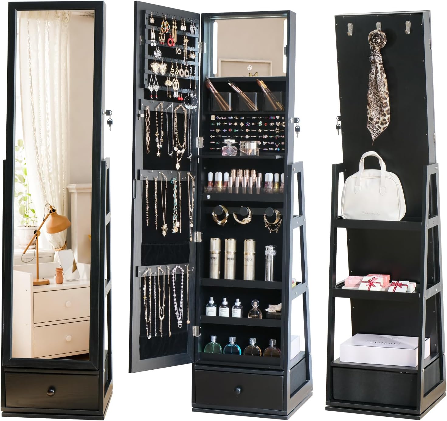 خزانة مجوهرات قائمة بذاتها بطو - مراجعة Full Length Mirror Jewelry Armoire وسعره