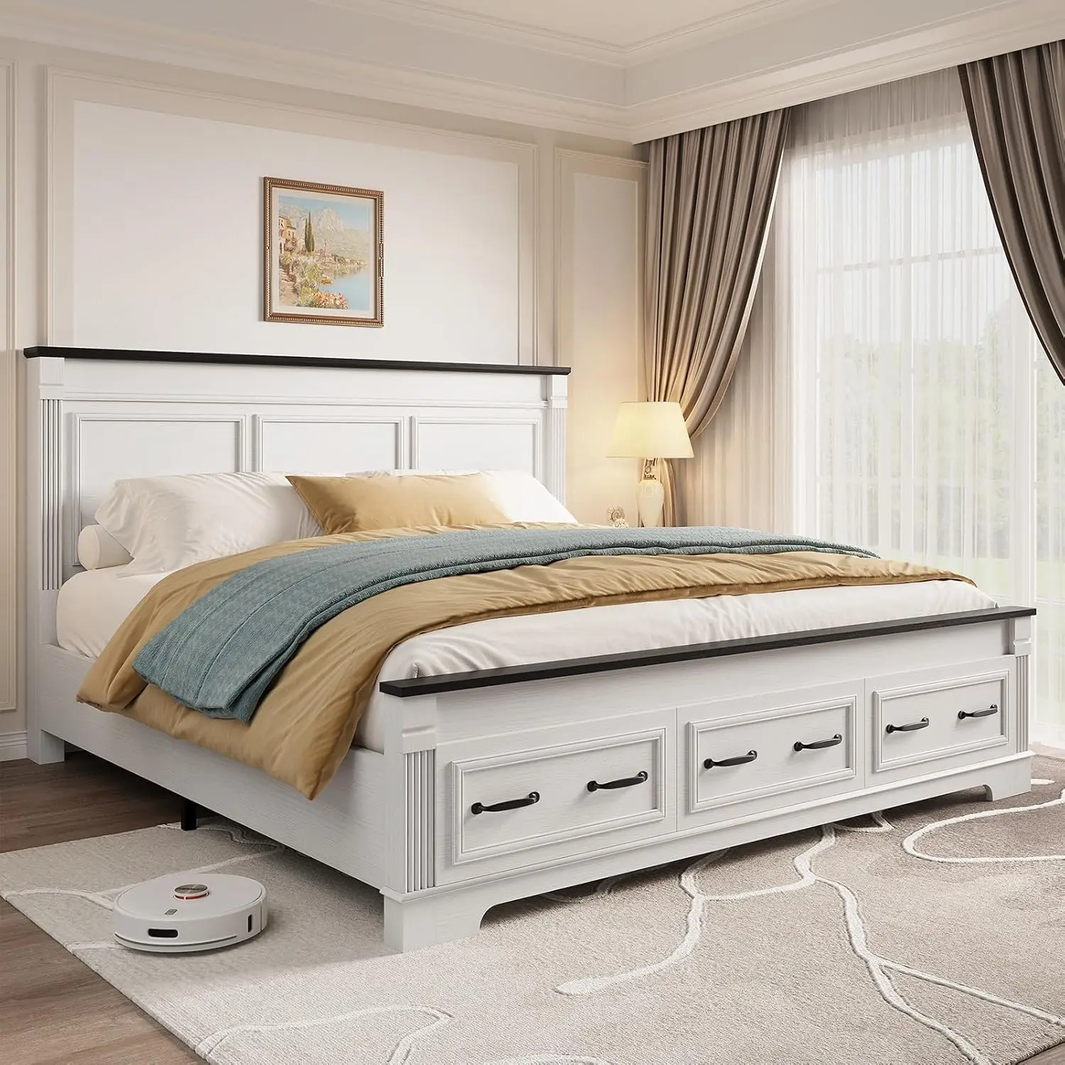 إطار سرير كبير الحجم بتصميم ري - مراجعة King Size Bed Frame With Storage Drawers وسعره