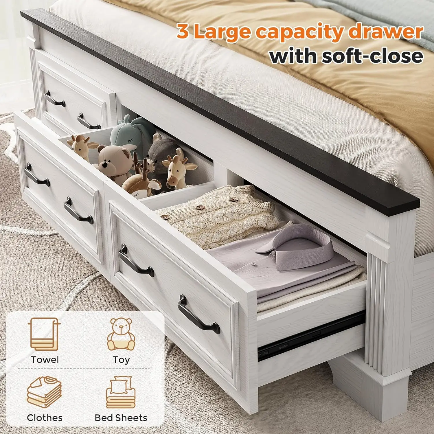 إطار سرير كبير الحجم بتصميم ري - مراجعة King Size Bed Frame With Storage Drawers وسعره