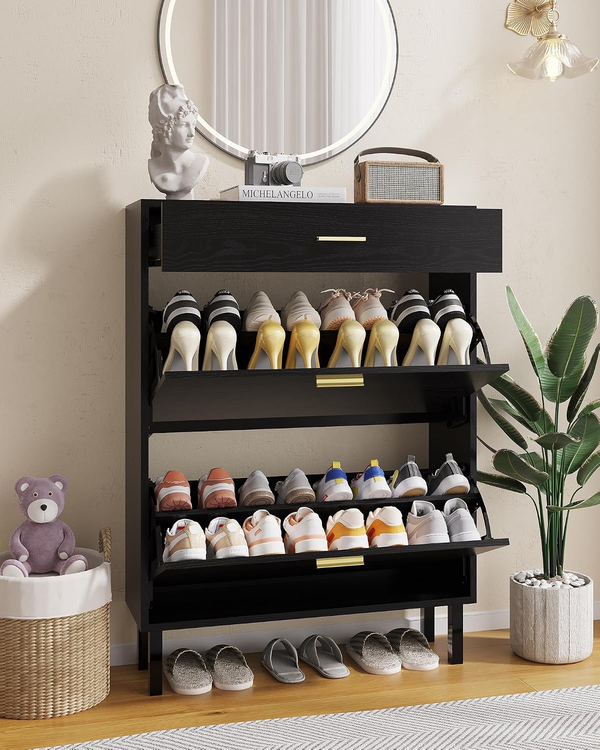خزانة أحذية ضيقة للتخزين في ال - مراجعة Shoe Rack Cabinet Narrow Entryway وسعره