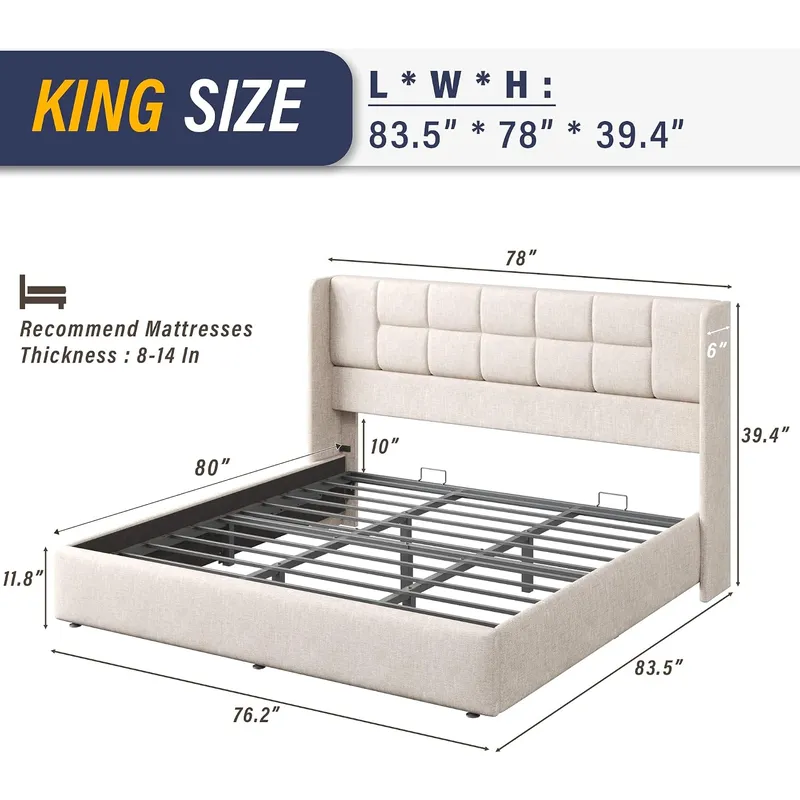 إطار سرير مع رفع هيدروليكي بال - مراجعة Gas Lift Storage Bed Hydraulic وسعره