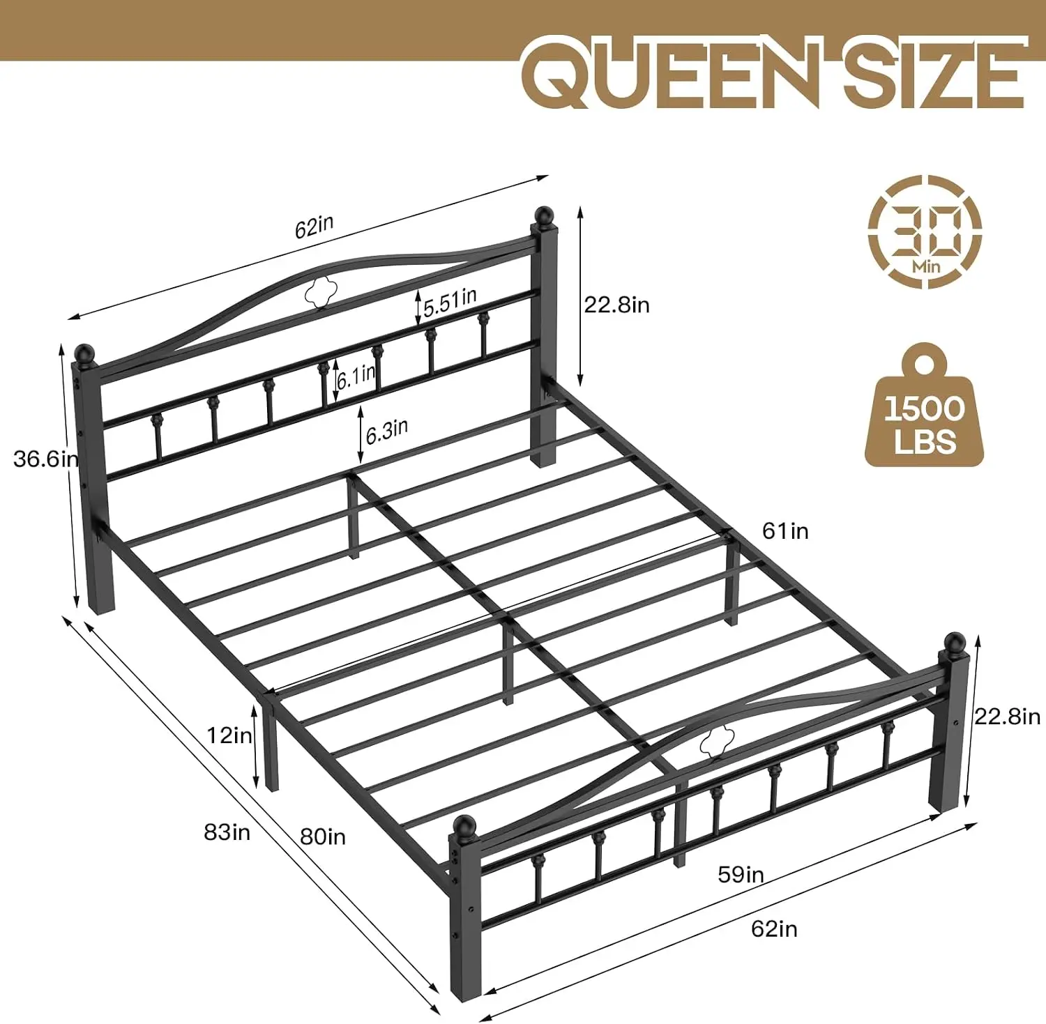 إطار سرير معدني بحجم كوين مع ل - مراجعة Canopy Bed Frame Metal Queen وسعره