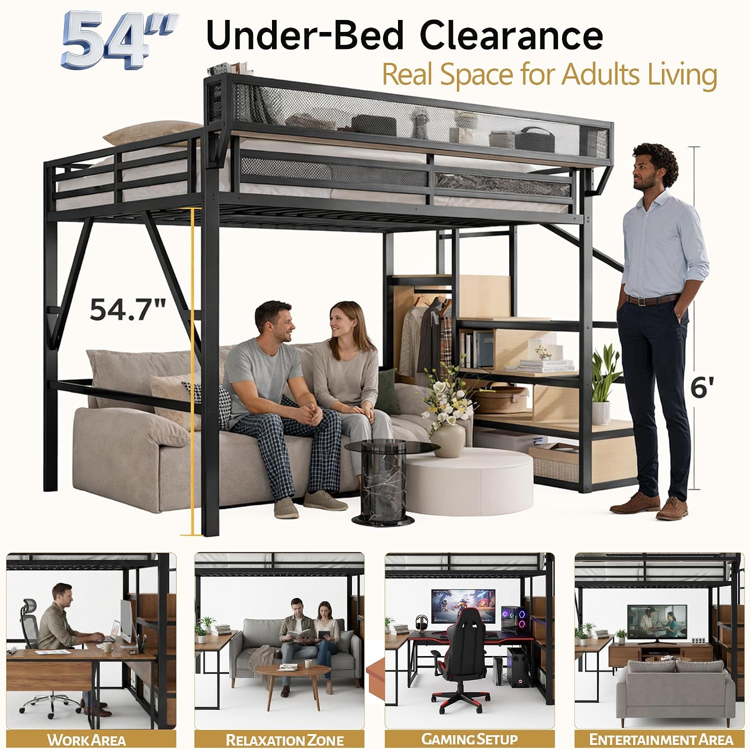 سرير علوي بحجم كوين مع درج وتخ - مراجعة Canopy Bed Frame Metal Queen وسعره