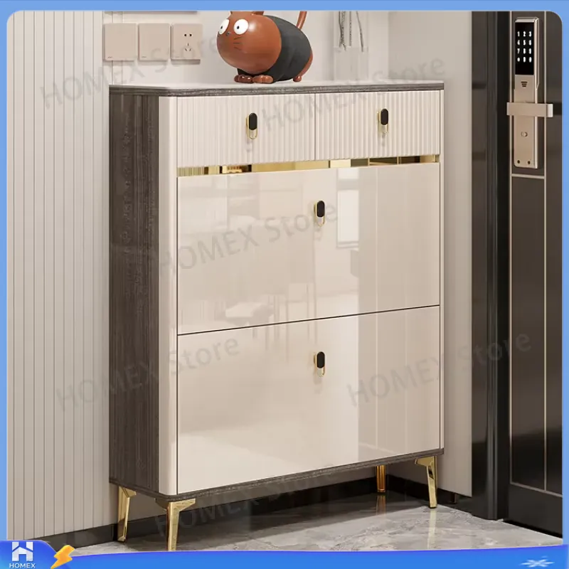 خزانة أحذية مقاومة للماء مع مق - مراجعة Shoe Rack Cabinet Narrow Entryway وسعره