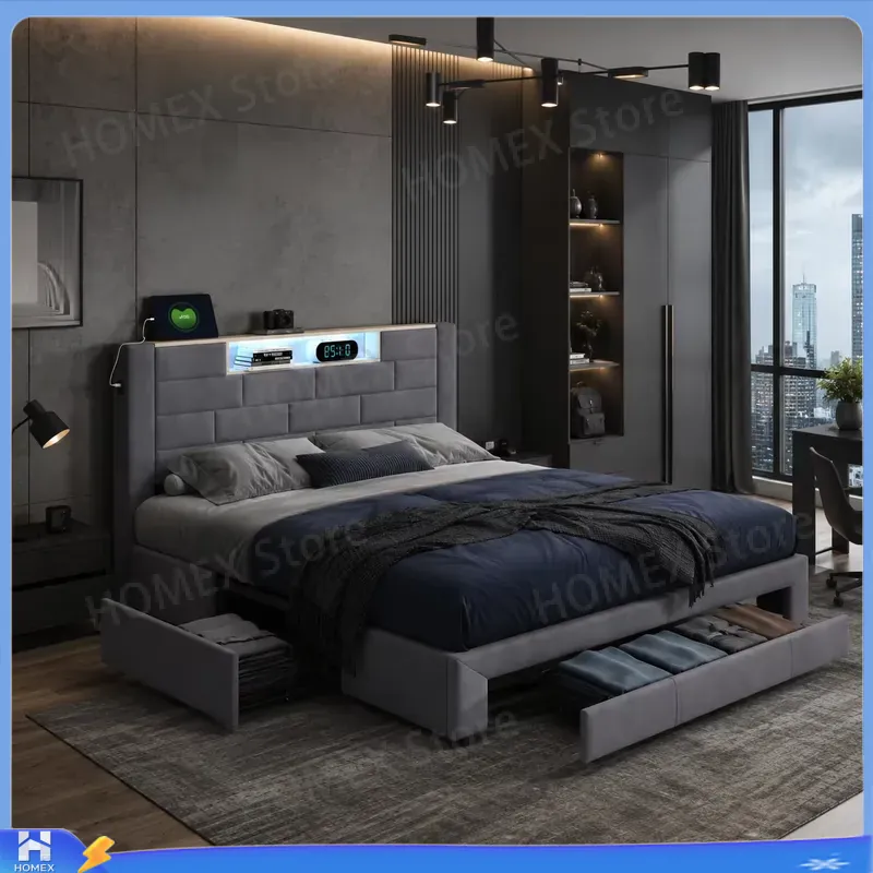 إطار سرير مزدوج بطول 5 أقدام م - مراجعة Gas Lift Storage Bed Hydraulic وسعره