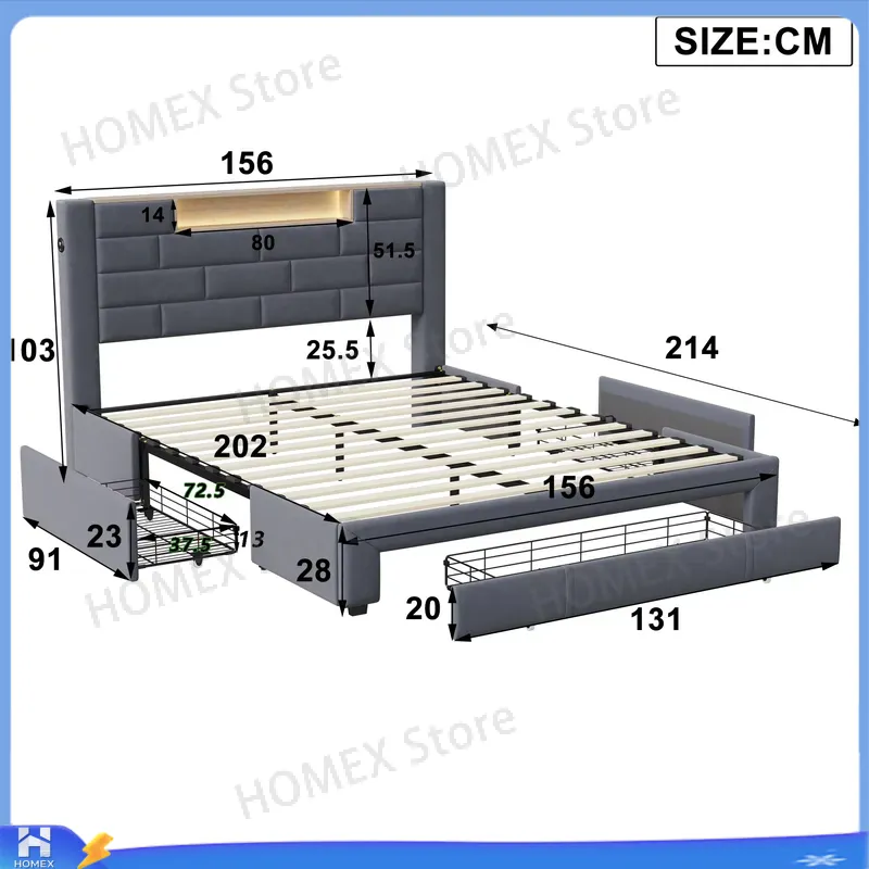 إطار سرير مزدوج بطول 5 أقدام م - مراجعة Gas Lift Storage Bed Hydraulic وسعره