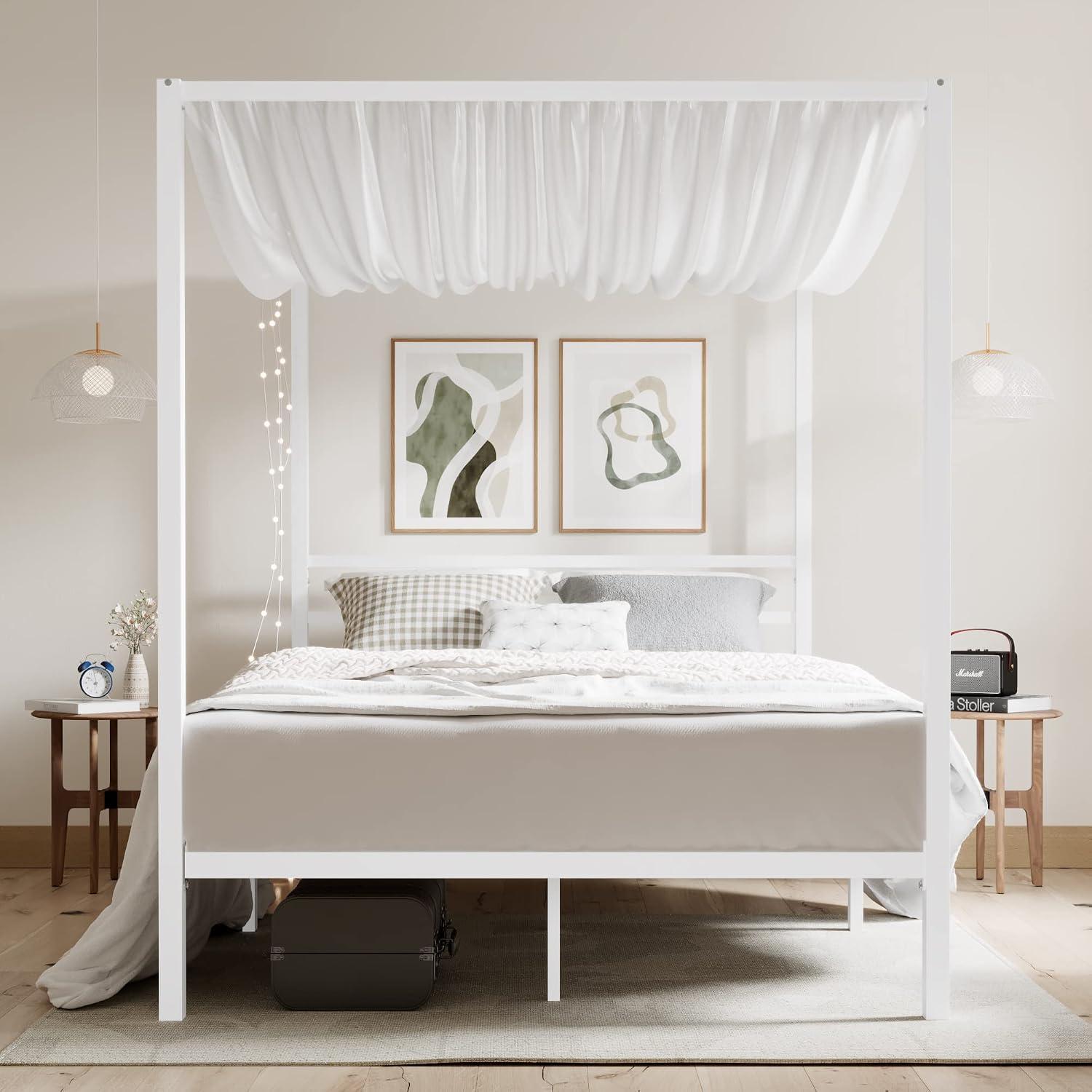 إطار سرير معدني بحجم كوين مع م - مراجعة Canopy Bed Frame Metal Queen وسعره