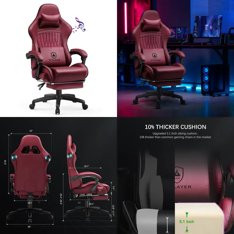 كرسي ألعاب GTPLAYER مزود بمكبر - مراجعة Office Furniture وسعره