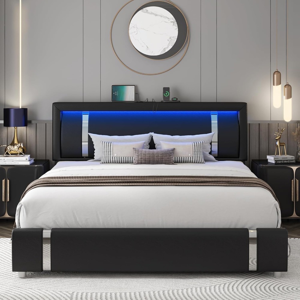 إطار سرير بحجم كوين مبطن بجلد  - مراجعة Canopy Bed Frame Metal Queen وسعره