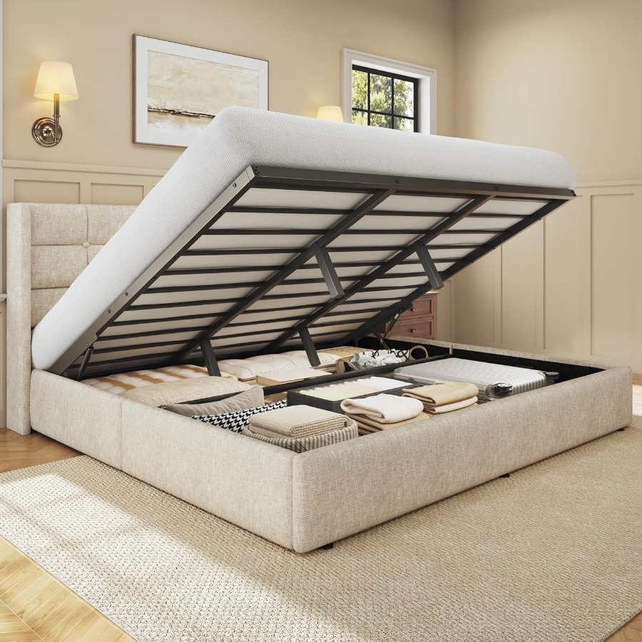 إطار سرير بمساحة تخزين قابلة ل - مراجعة Gas Lift Storage Bed Hydraulic وسعره
