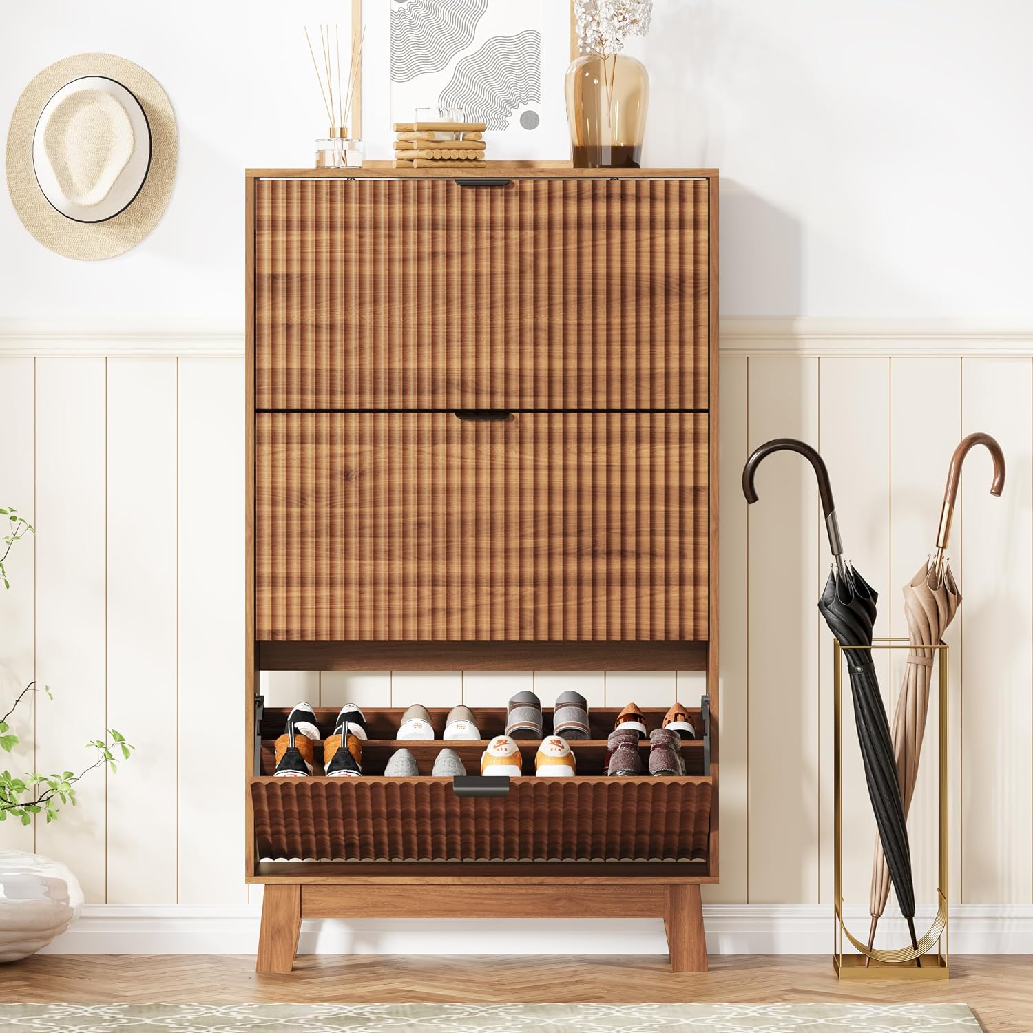 خزانة أحذية للمدخل مع 3 أدراج  - مراجعة Shoe Rack Cabinet Narrow Entryway وسعره