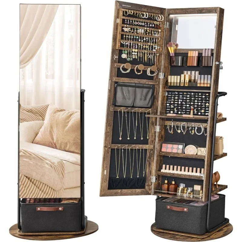 ل 360 °   خزانة مجوهرات دوارة  - مراجعة Full Length Mirror Jewelry Armoire وسعره